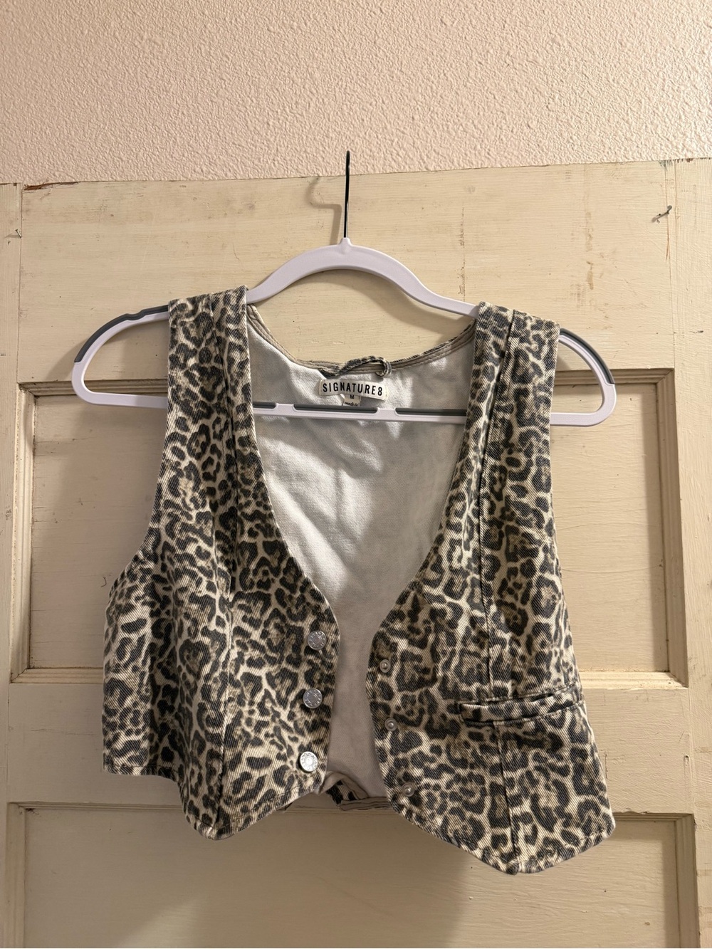 Signature 8 Leopard Print Denim Vest – Size Medium
